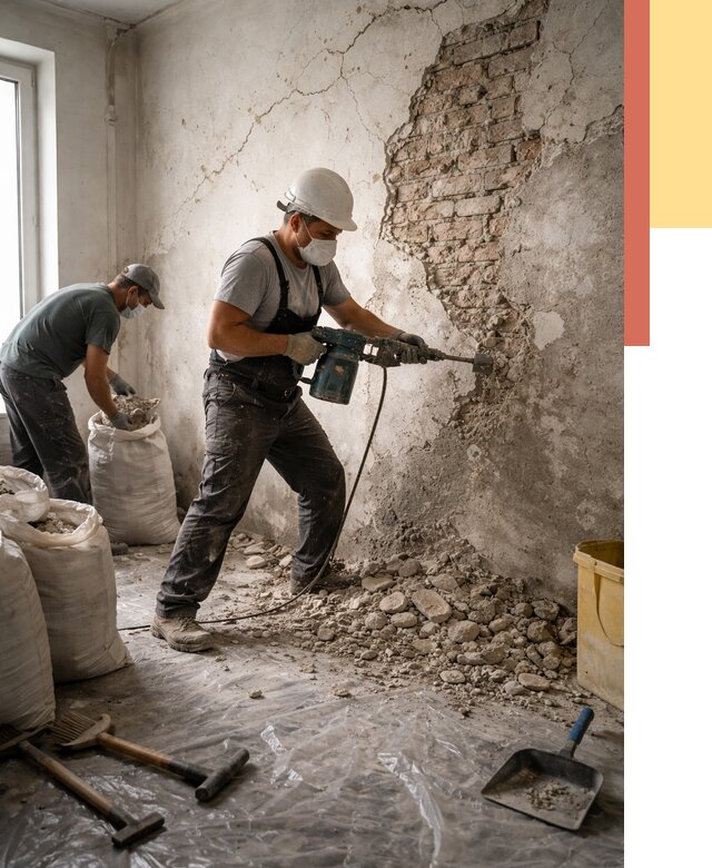 Демонтаж штукатурки со стен в Ростове-на-Дону от 7509 руб/м² — быстро и недорого | ОТДЕЛОЧНИК-Рст