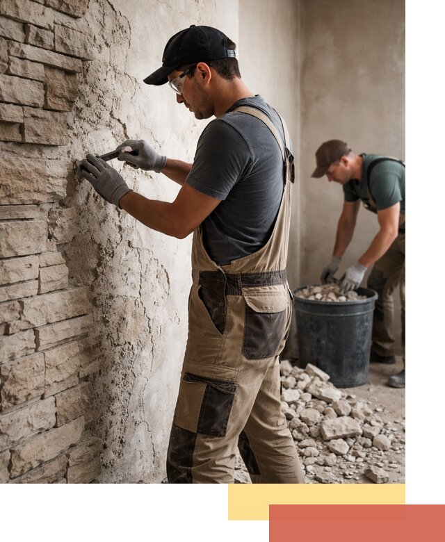 Демонтаж декоративного камня в Ростове-на-Дону профессионально и безопасно