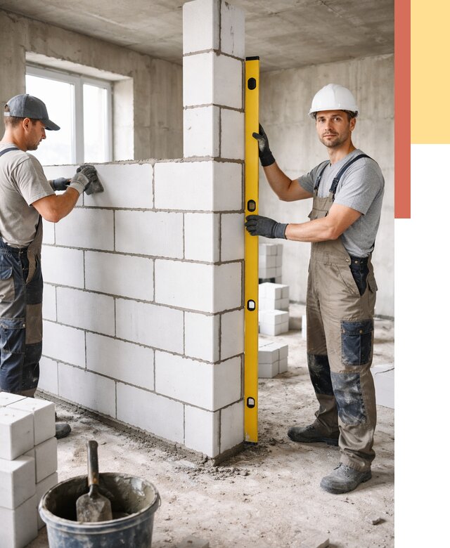 Кладка перегородок из пеноблока в Ростове-на-Дону от 1877 руб. под ключ | ОТДЕЛОЧНИК-Рст