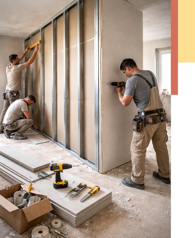 Монтаж однослойной перегородки из гипсокартона в Ростове-на-Дону от 678 руб. | ОТДЕЛОЧНИК-Рст