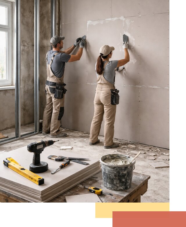 Монтаж двухслойной перегородки из гипсокартона в Ростове-на-Дону