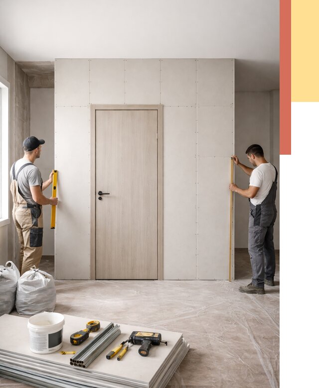 Перегородка из гипсокартона с дверью в Ростове-на-Дону от 4693 руб. под ключ | ОТДЕЛОЧНИК-Рст