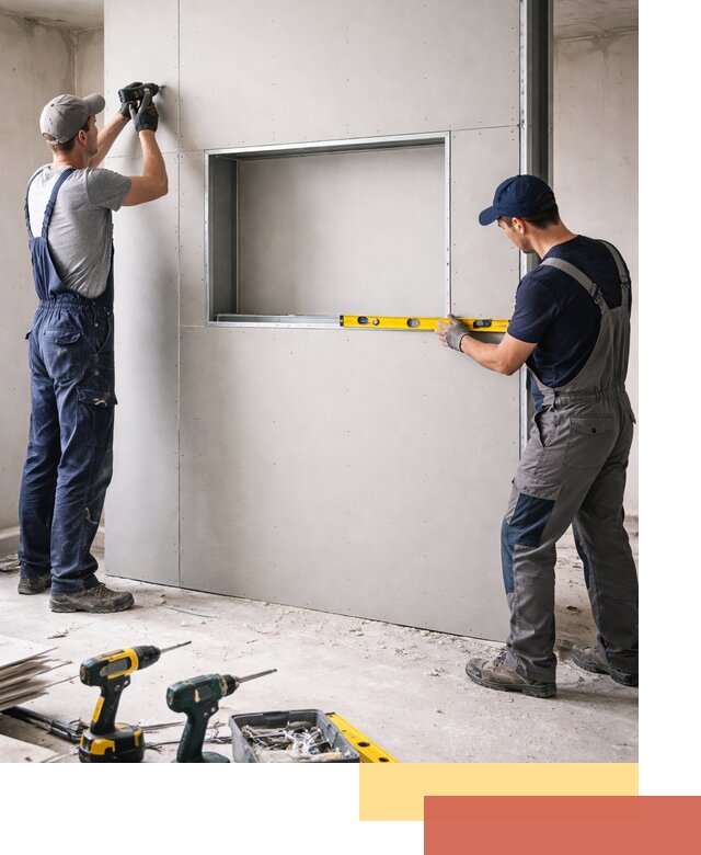 Перегородка из гипсокартона с нишей под декор в Ростове-на-Дону