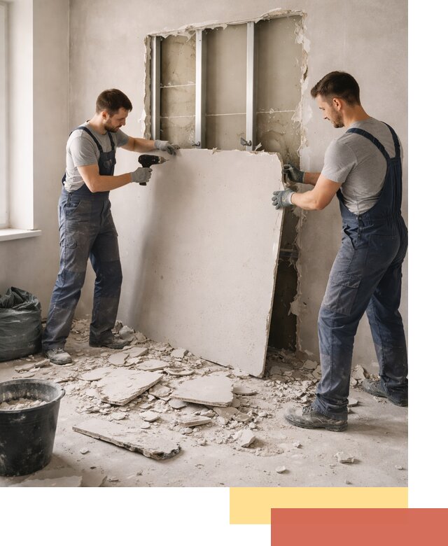 Демонтаж перегородки из гипсокартона в Ростове-на-Дону быстрый и аккуратный