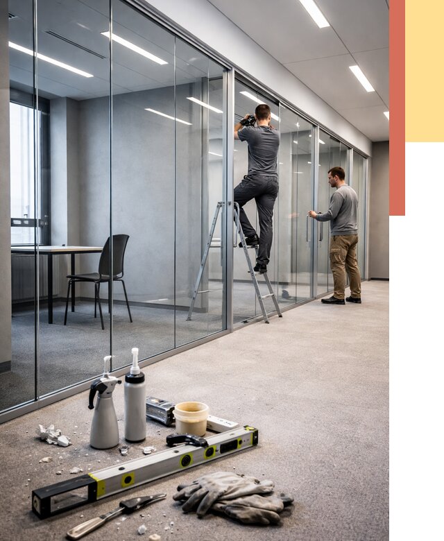 Стеклянные офисные перегородки в Ростове-на-Дону от 8865 руб. — монтаж и установка | ОТДЕЛОЧНИК-Рст