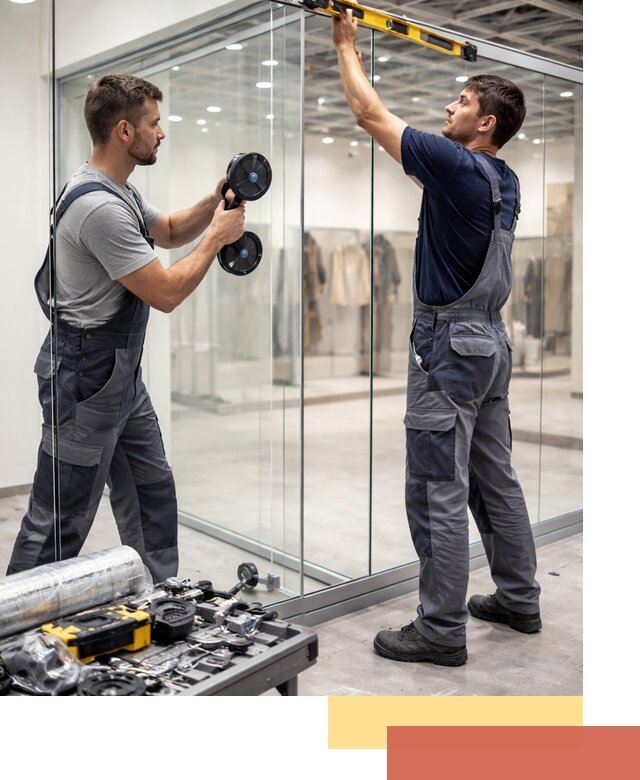 Стеклянные перегородки для магазинов в Ростове-на-Дону — монтаж и установка