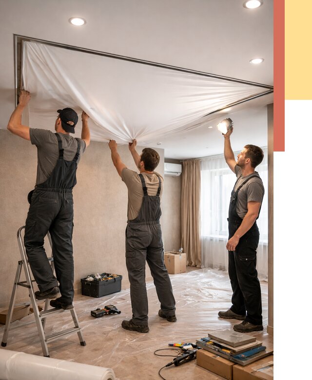 Монтаж ПВХ натяжного потолка в Ростове-на-Дону от 3650 руб. под ключ | ОТДЕЛОЧНИК-Рст