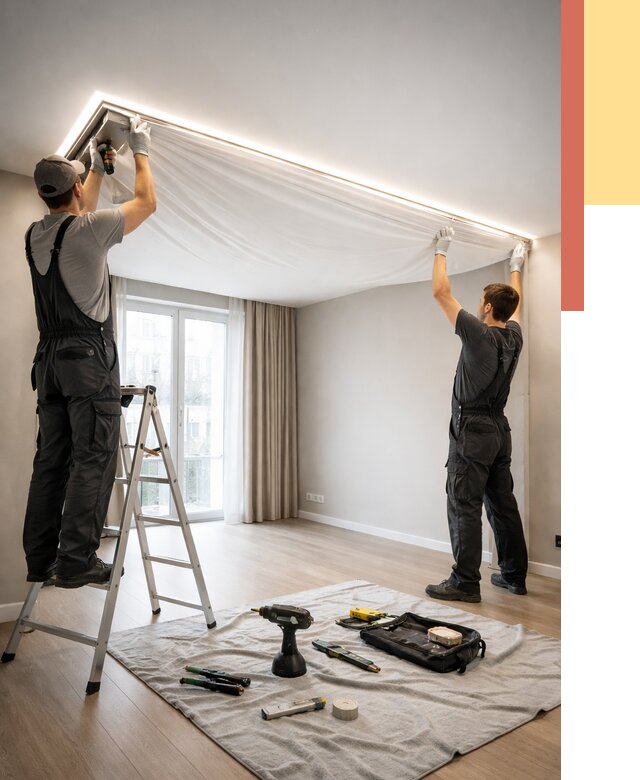 Монтаж парящего натяжного потолка в Ростове-на-Дону от 4693 руб. быстро и недорого | ОТДЕЛОЧНИК-Рст