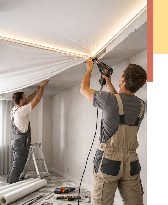 Монтаж натяжного потолка с подсветкой в Ростове-на-Дону от 991 руб. | ОТДЕЛОЧНИК-Рст