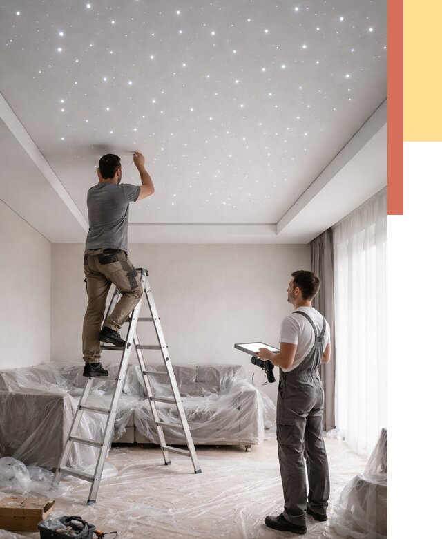 Монтаж натяжного потолка «звездное небо» в Ростове-на-Дону от 6779 руб. | ОТДЕЛОЧНИК-Рст