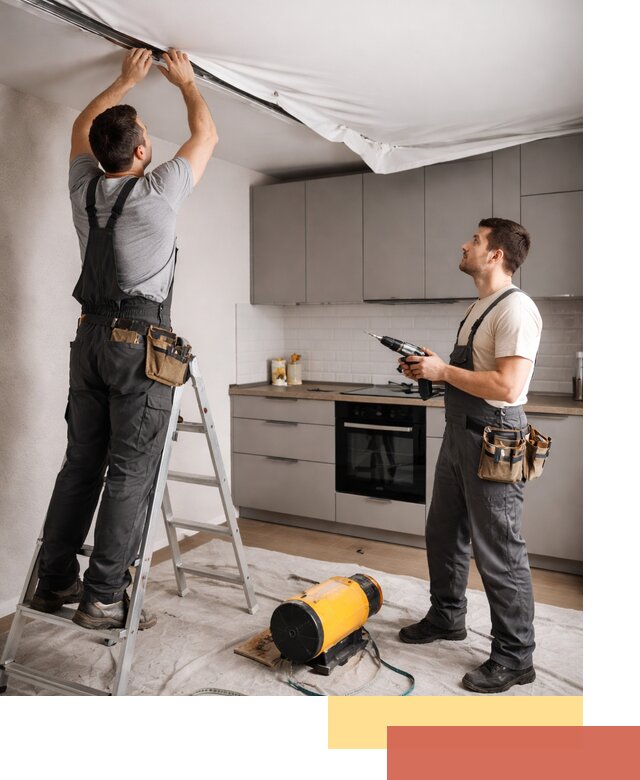 Монтаж натяжного потолка на кухне в Ростове-на-Дону