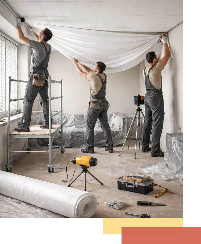 Монтаж натяжного потолка в офисе в Ростове-на-Дону