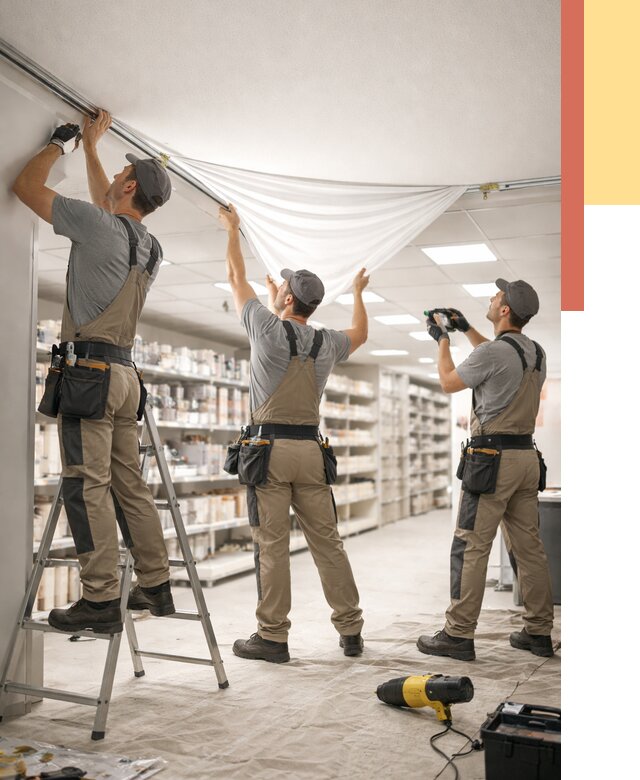 Монтаж натяжного потолка в магазине в Ростове-на-Дону от 4693 руб. быстро и недорого | ОТДЕЛОЧНИК-Рст