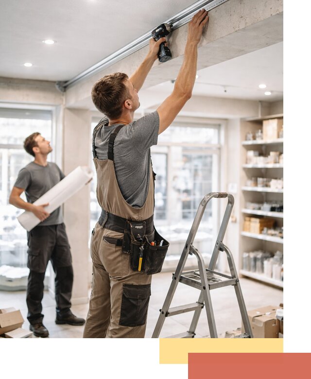 Монтаж натяжных потолков в магазине в Ростове-на-Дону