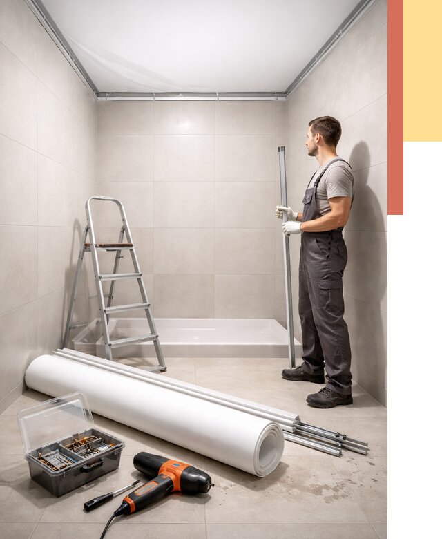 Монтаж натяжного потолка в санузле в Ростове-на-Дону от 1929 руб. — ОТДЕЛОЧНИК-Рст