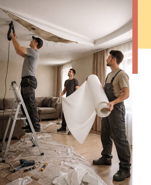 Замена полотна натяжного потолка в Ростове-на-Дону от 9908 руб. быстро и недорого | ОТДЕЛОЧНИК-Рст