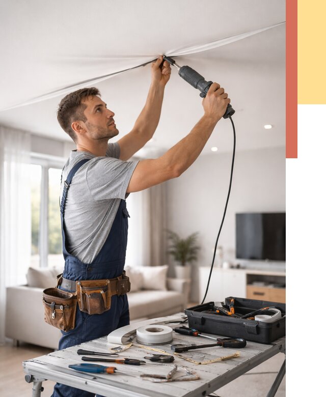 Ремонт натяжных потолков в Ростове-на-Дону от 9908 руб. под ключ — ОТДЕЛОЧНИК-Рст