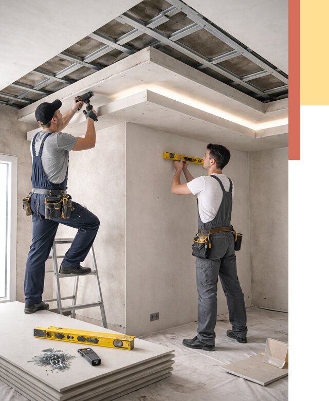 Двухуровневый потолок из гипсокартона в Ростове-на-Дону от 1512 руб. под ключ | ОТДЕЛОЧНИК-Рст