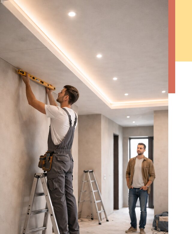 Потолок из гипсокартона с подсветкой в Ростове-на-Дону от 782 руб./м2 под ключ | ОТДЕЛОЧНИК-Рст