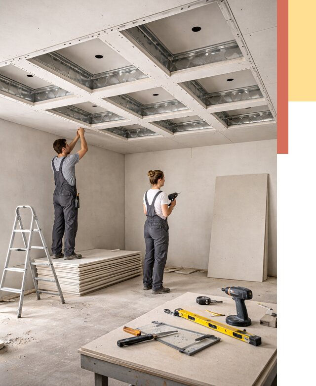 Кессонный потолок из гипсокартона в Ростове-на-Дону от 1929 руб. — монтаж и под ключ | ОТДЕЛОЧНИК-Рст